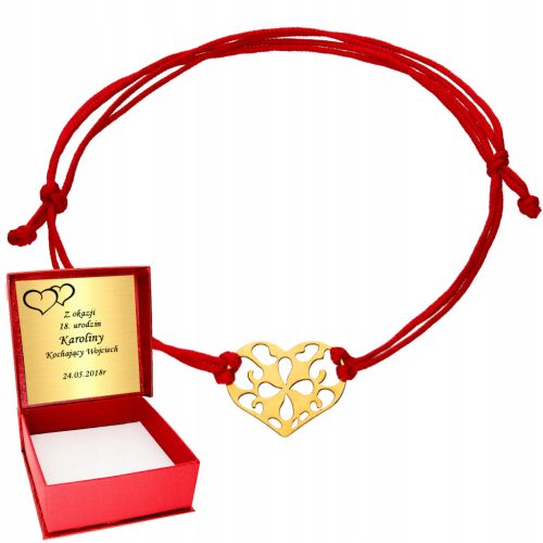  585 Goldarmband Herz Herzschnur 14K GOLD Gravur