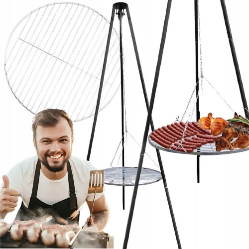  Dreibein mit Gitter, Gartengrill für Kamine, 60 cm, Roma Milano, 150 cm, Lagerfeuer
