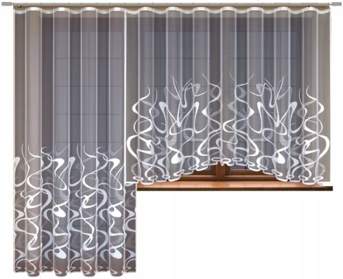  Set mit 2 Vorhängen, Muster 21998, 200 x 240 cm + 300 x 160 cm (mit Band), polnische Produktion.