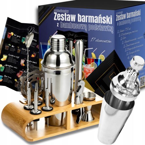 PROFESSIONELLES BARTENDER-SET FÜR GETRÄNKE, SHAKER, 17 ELEMENTE + GRATIS