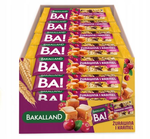 Bakalland BA! Cranberry-Karamell Riegel - Leckerer Snack mit kosmetischen Vorteilen, 38g