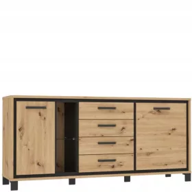    Forte Trondheim Kommode 177,4 x 41,5 x 81,3 cm Artisan-Eiche, mattschwarze Eiche