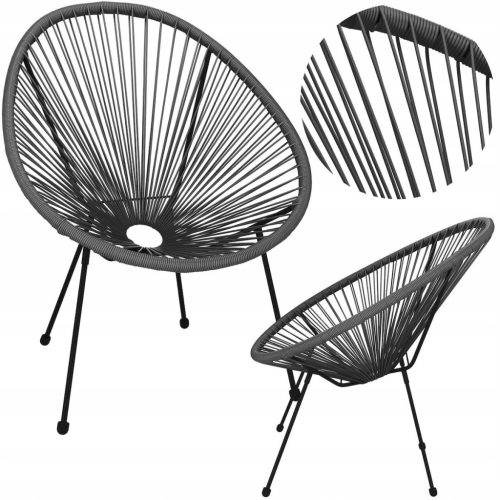  Springos Gartenstuhl, Technorattan, grau