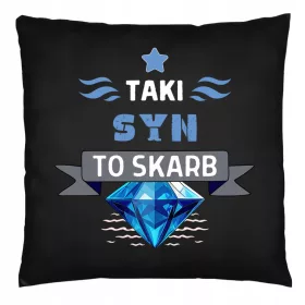    Schwarzes Kissen als Geschenk für Sohn und Sohn mit beliebigem Aufdruck und Foto des Logos