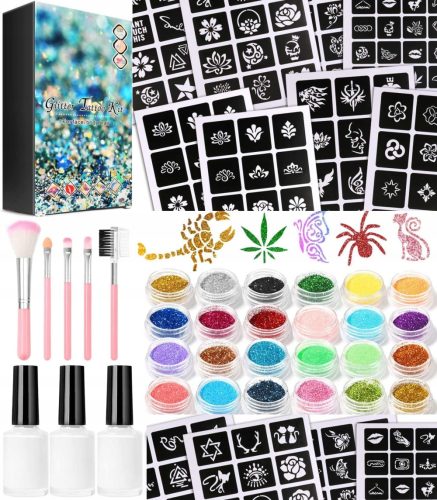  Glitzer-Tattoos, 295 Vorlagen, 36 glitzernde Pailletten