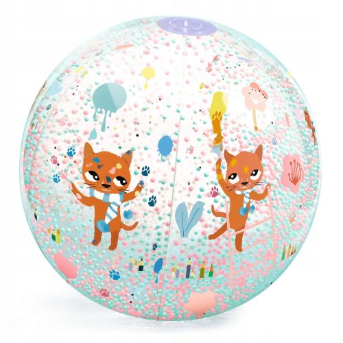 DJECO Aufblasbarer Bubble-Wasserball mit Bällen CAT CHAMALOW