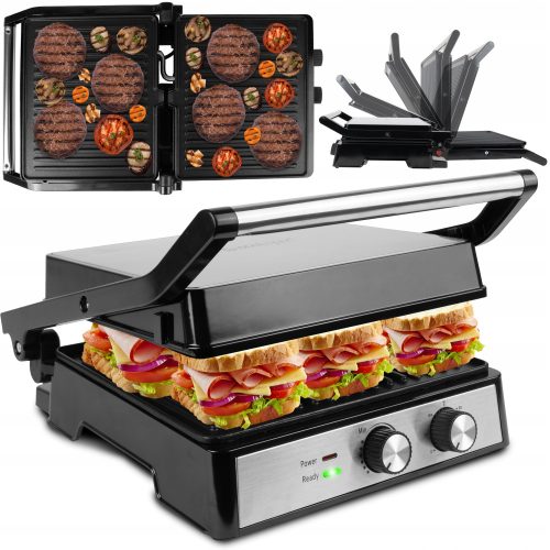  Kontakt, klappbar, traditioneller Elektrogrill MalTec SM4500W silber/grau 2500 W