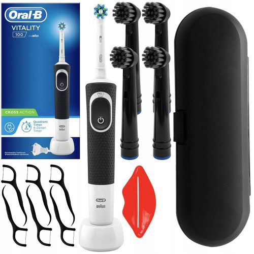  ORAL-B VITALITY 100 ELEKTRISCHE ZAHNBÜRSTE SCHWARZ + ETUI + SPITZEN