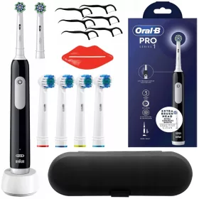    ORAL-B PRO 1 SERIE SCHWARZ ELEKTRISCHE ZAHNBÜRSTE + ZUBEHÖR ZUBEHÖR FÜR KÖPFE