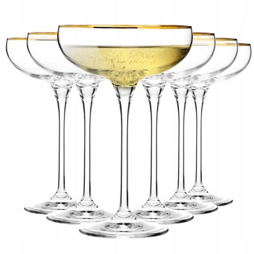 KROSNO Harmony GOLD Flache Champagnergläser, 6er-Set mit Goldrand, 240ml