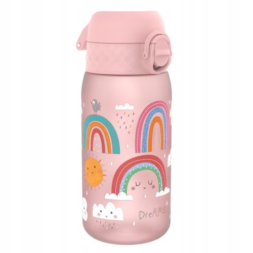  FLASCHE WASSERFLASCHE FÜR SCHULE KINDERGARTEN ROSA REGENBOGEN ION8 0,35 l