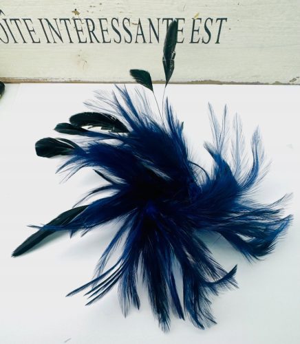  Kopfschmuck BROSCHE PIN Kopfschmuck FEDER MARINEBLAU