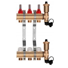  Messingverteiler für Fußbodenheizung, 3 Abschnitte