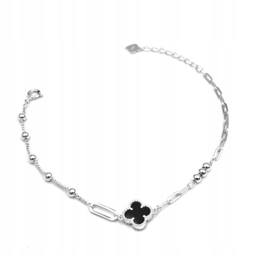  Silberarmband mit Kleeblatt, Schwarzklee, Geschenk, Widmung