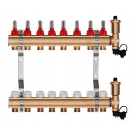  Messingverteiler für Fußbodenheizung, 8 Abschnitte