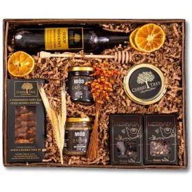    GESCHENKKORB Tee, Kirschsirup, Honig, Marmelade, Kirschplätzchen