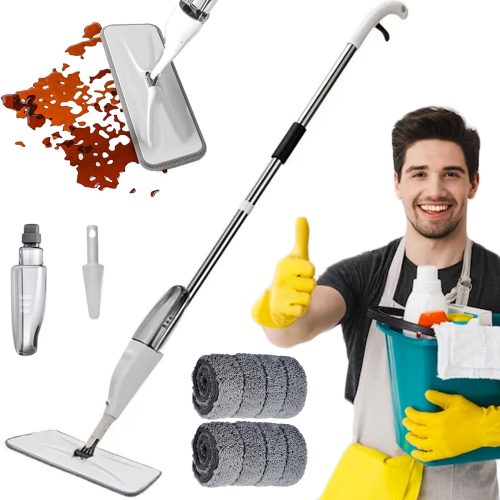 LAZYhome Flachmopp Wischmopp mit Spray, flach, Spraymopp-Nachfüllungen, 40 cm