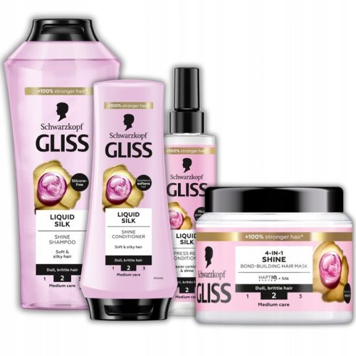  Gliss Liquid Silk Shampoo Mask Conditioner für stumpfes und brüchiges Haar
