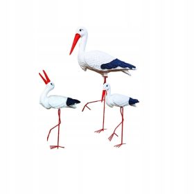    Dekorative Gartenfigur - GROSSER STORCH MIT EINER KLEINEN, KLACKIGEN - FAMILIE