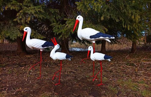  Garten-Zierfigur - 4 STORCH FAMILY