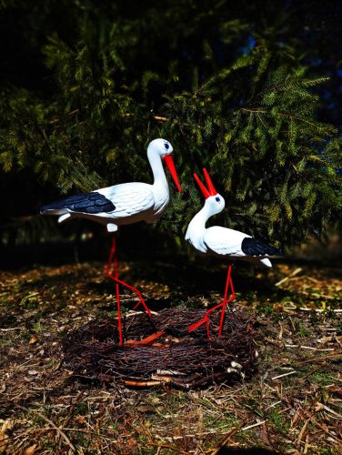  Dekorative Gartenfigur FAMILIE - MUTTER MIT BABY + NEST