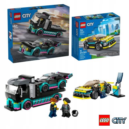 LEGO City 60383 Elektro-Sportwagen + LEGO City 60406 Kamion se závodním atem