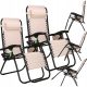 Springos 2x Liegestuhl Zero Gravity Garden Beach Liegestuhl Ecru Metall