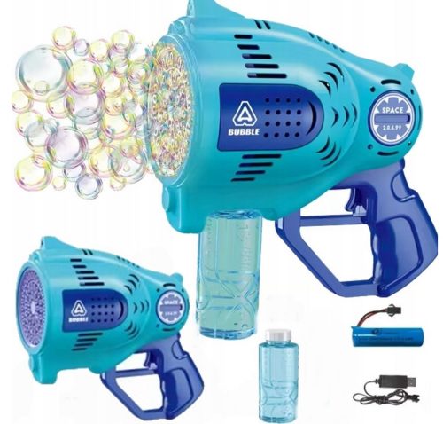  Seifenblasenmaschine Bazooka GUN BATTERIE USB LED - AUTOMATISCH + 2 X FLÜSSIGKEIT