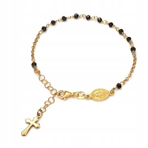  Vergoldetes Rosenkranz-Armband mit Zirkonia-Medaillon