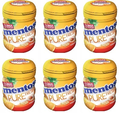 6x 60g Mentos Pure Fresh Tropische Kaugummi Großpackung