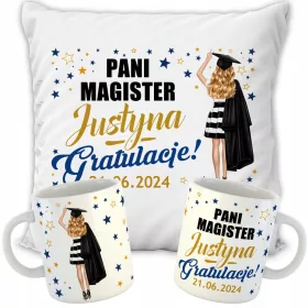   KISSEN + BECHER-SET MAGISTER ENGINEER BACHELOR DEFENCE GESCHENK
