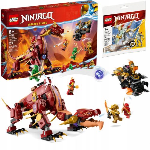  LEGO Ninjago Lavadrache verwandelt sich in eine Feuerwelle 71793 + LEGO Ninjago Eisdrache 30649