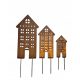  Häuserblöcke, Metall-Gartendekoration, A-Board, Corten-Effekt, 3er-Set