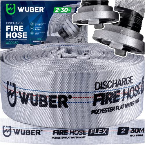  FEUERWEHRSCHLAUCH FÜR PUMPE WEISS FAST-FIX STARK LANG FÜR WASSER Klärgrube 2" 30M