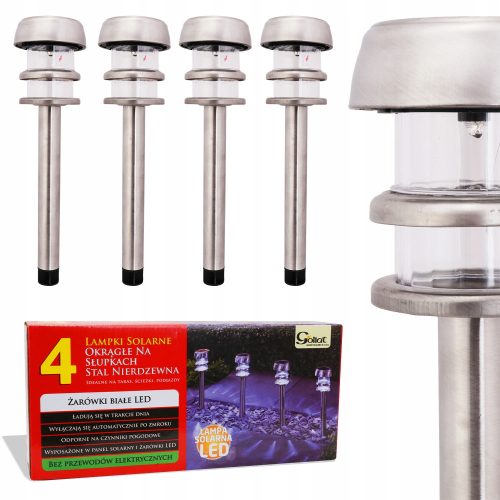  GoliatGarden eingebettete Solarlampe, Silber, 28 cm, 4 Stk.