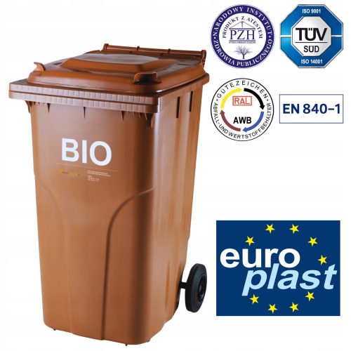 BIO-Abfallbehälter, braun, mit Zulassung, 240 l