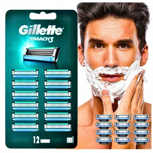  Gillette Mach 3 Klingen Nachfüllungen für Mach3 Rasierer 12 Stück effizient