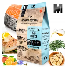    Wiejska Zagroda Hypoallergenes Trockenfutter für Hunde, Seefisch, 2 kg, M