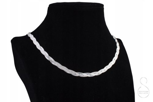  SILBERNE HALSKETTE DREIFACH EINFACHE BANDBRÜCKE 45 CM ITALIENISCH