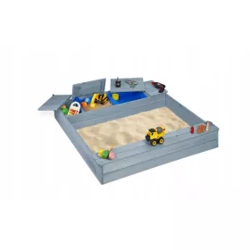 Grauer Sandkasten aus Holz zum Zusammenbauen