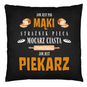    Schwarzes Kissen für den Bäcker. Ein Geschenk mit jedem Fotodruck