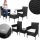  Springos Technorattan Gartenmöbel-Set, schwarz, 3-teilig.