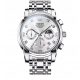  Elegante Herrenuhr, silbernes Armband, Business-Chronograph + gratis