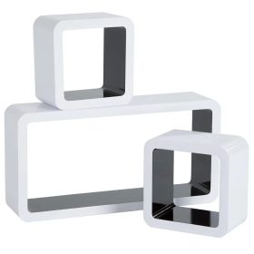  TecTake MDF-Regal 42 x 10 cm weiß, schwarz