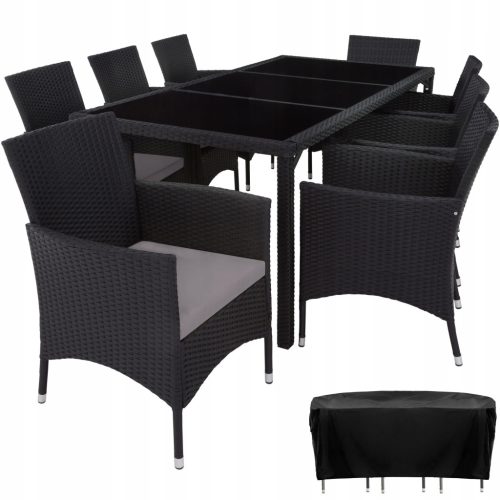  TecTake Almansa Technorattan Gartenmöbel-Set, schwarz, 18-tlg.