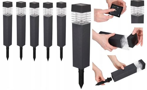  Deko Solarlampe, schwarz, 40 cm, 6 Stk.