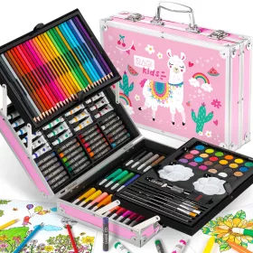  Kunstset, Koffer mit Lama, 145 Elemente RAGI - PINK