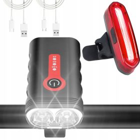    FAHRRADLICHT-SET VORDERE LAMPE FÜR LENKER HINTERE LED-DREHLEUCHTE