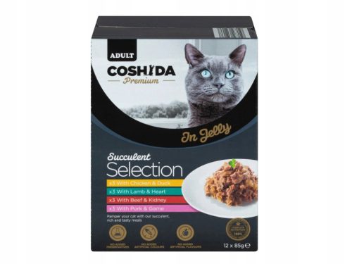  12x85g COSHIDA Succulent Selection Nassfutterbeutel Geschmacksmischung für Katzen