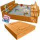 GESCHLOSSENER SANDKASTEN MIT BANK 120 x 120 aus Holz